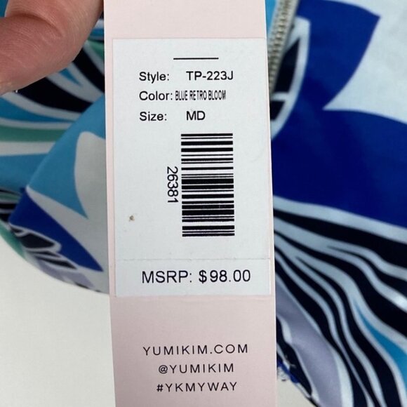 NWT Yumi Kim KnockOut Crop Top Blue V-Neck Retro Size Medium Minimal Mod New M - Picture 6 of 7